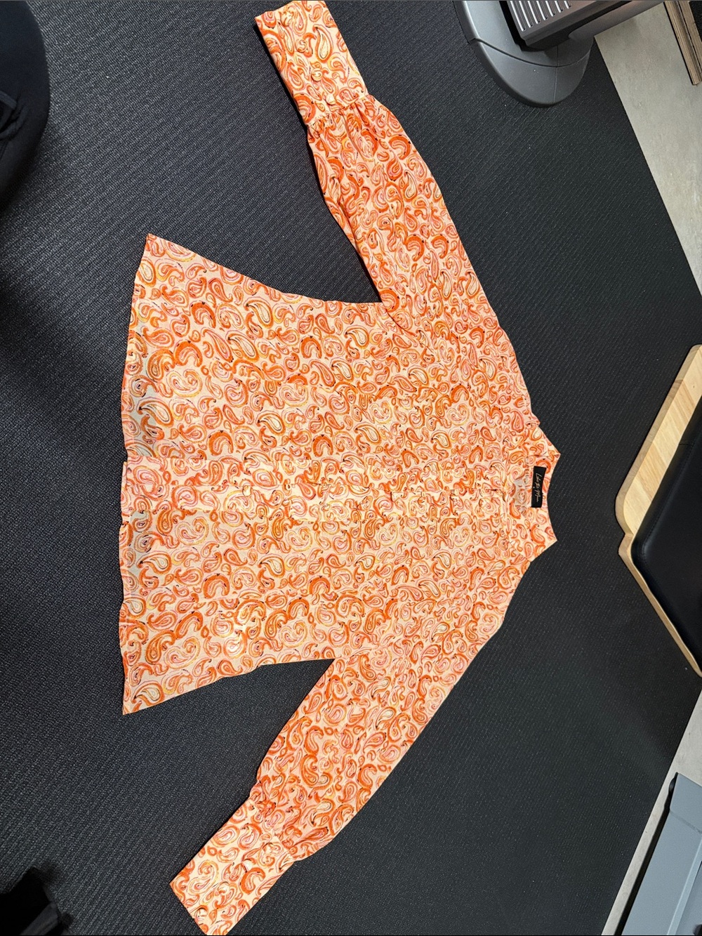 Women's Orange Paisley Button-Down Shirt